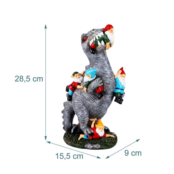 T-Rex Havepynt Spisende Nisser, Polyresin, 28,5 cm