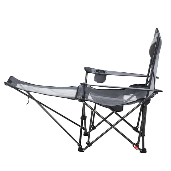 Fällbar campingstol, 4 positioner, fotstöd, 220 lb