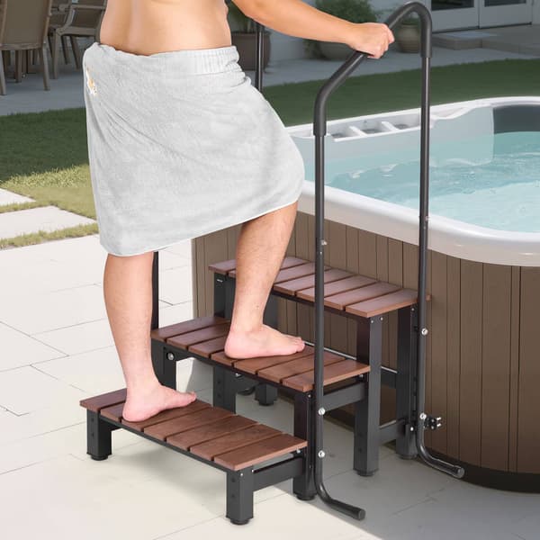 Steg för bubbelpool med ledstång, 3 steg, kapacitet på 227 kg