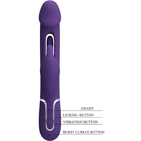Pretty Love - Kampas Rabbit 3 in 1 -monitoimivibraattori, jossa on violetti kieli