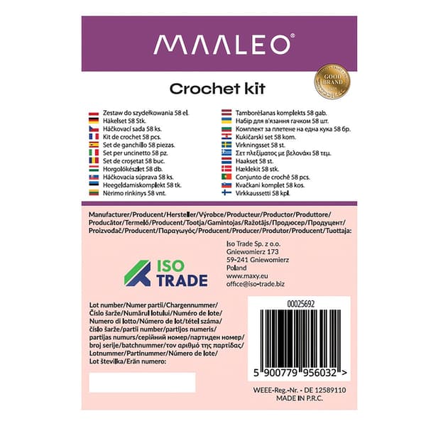 Hæklesæt 58 stk. Maaleo 25692