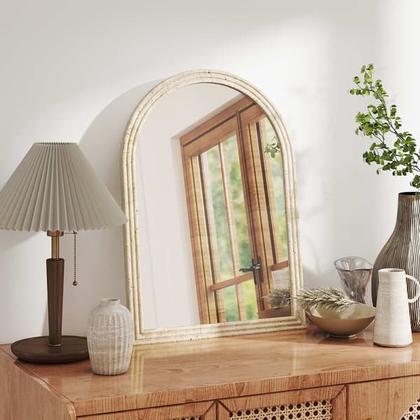 Kaareva seinäpeili, beige, 50 x 70 cm, polystyreenikehys