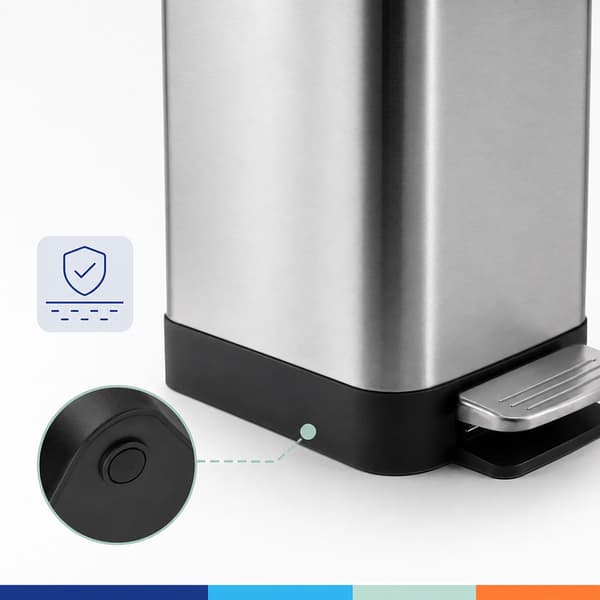 Pedalspand i rustfrit stål, 15 l – softclose, slankt design
