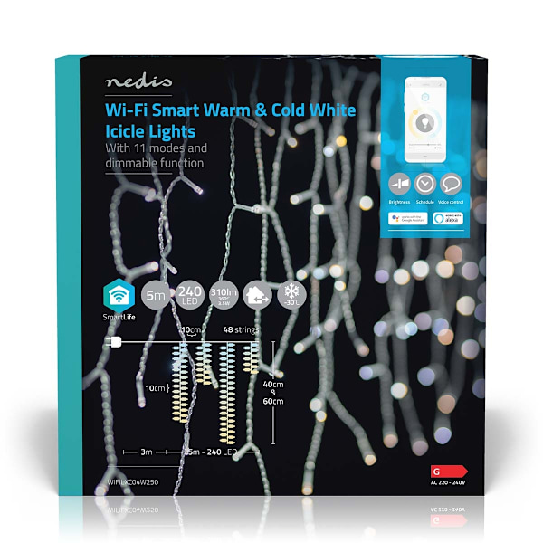 SmartLife Jouluvalot | Jääpuikko | Wi-Fi | Lämpimästä kylmään valkoiseen | 240 LED's | 5.00 m | Android™ / IOS