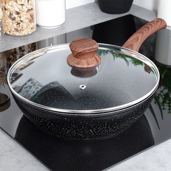 Graniittinen paistinpannu lasikannella BLACK&WOOD 28 cm, 3,5 l