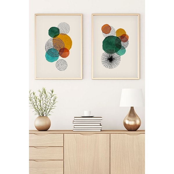 Dekorativ inramad MDF-målning (2 delar) Huhu32 - 70 x 50