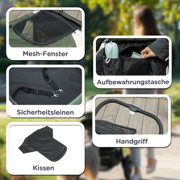 Koiran rattaat koiranrattaat kokoontaitettava suurille koirille ja kissoille enintään 30 kg kissanrattaat tyynyillä verkkoikkunat ovet säilytyslaukku