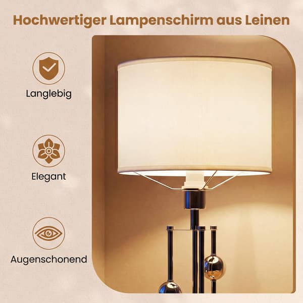 Natbordslampe med hørskærm og E27-fatning