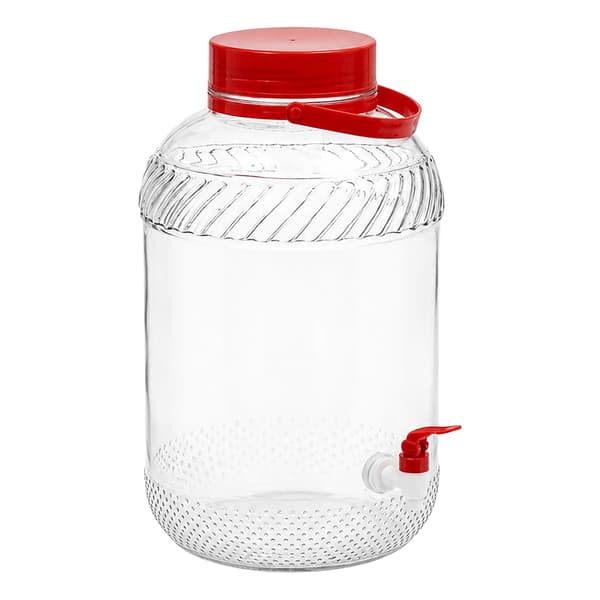 Glasdryckesdispenser med kran, 10L – Röd