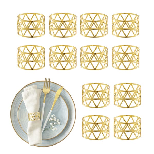 Servietringe Sæt med 12 – Metal Geometrisk Design