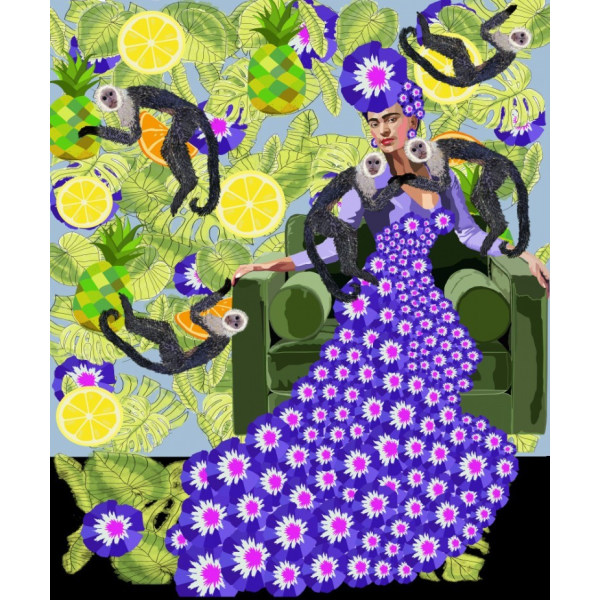 Frida In The Garden - 50x70 cm