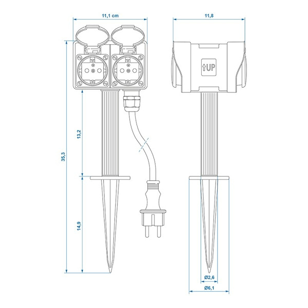Puutarhapistorasia Schuko 4-tie 2M 3x2,5mm²