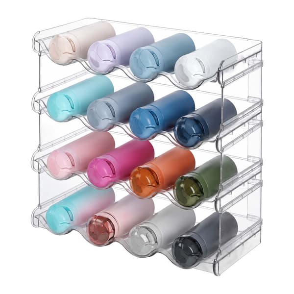 Pinottava pulloteline – 16 pulloa, 4 tasoa, läpinäkyvä