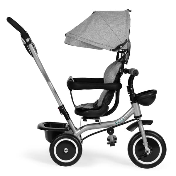 2-i-1 trehjuling barnvagn, vridbart säte, fällbar kapell, grå, ECOTOYS