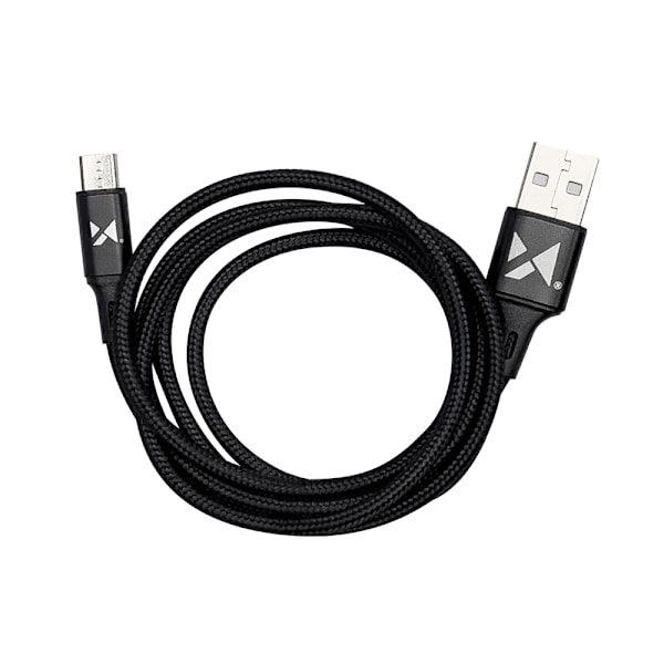 Stark flätad kabel USB microUSB 2.4A 1m svart