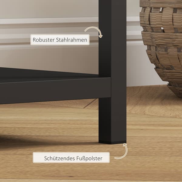 Konsolbord, 4 plan, stålstel, til entre, stue, sort