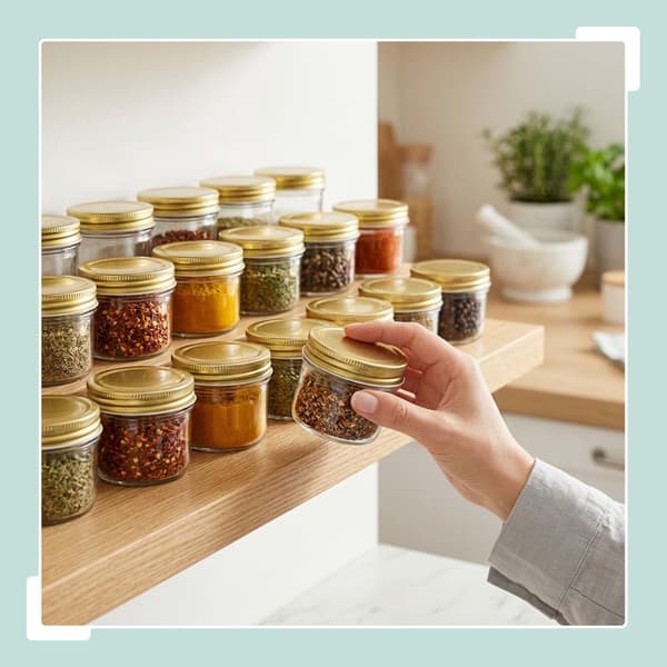 120 ml syltburkar i glas, set med vridbara guldlock