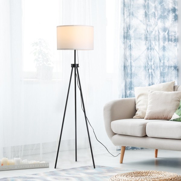 Gulvlampe Moderne Gulvlampe E27, Stål & Polyester, Sort & Hvid, 37X37X152Cm
