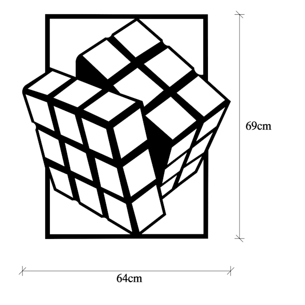 Dekorativt metalvægtilbehør Rubiks terning