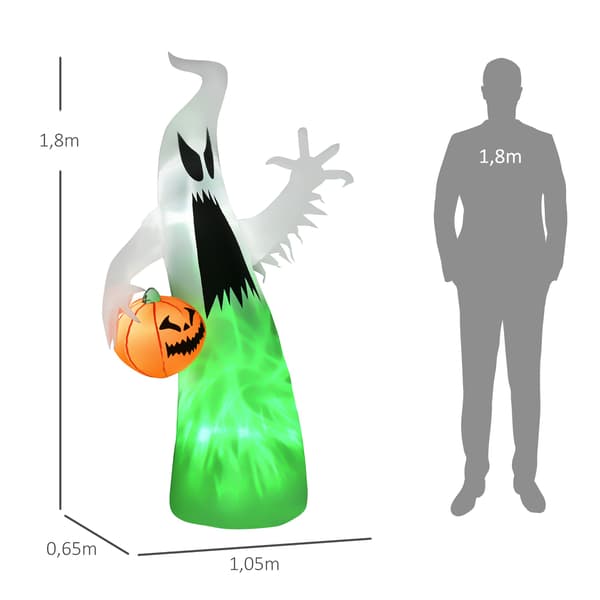 Uppblåsbart LED-spöke med pumpa – 180 cm Halloweendekoration