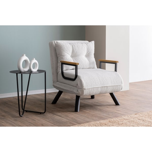 1-sædet sovesofa Sando Single - Teddy stof - Hvid