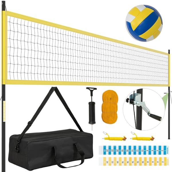 Justerbart volleybollnätset med stativ, 9,75 m x 90 cm