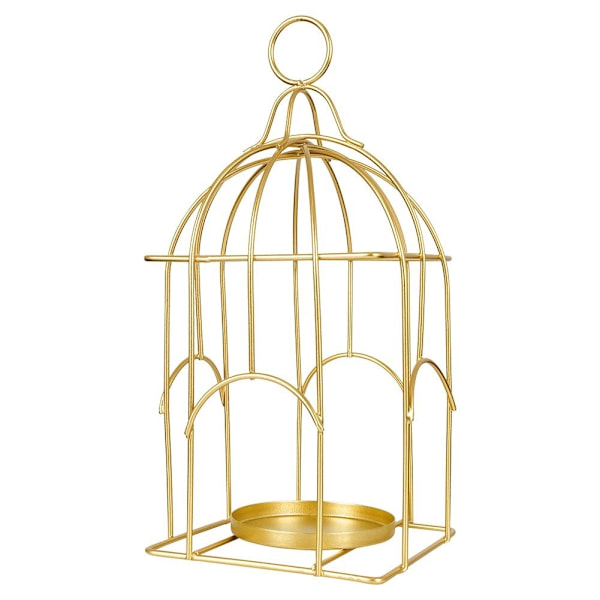 Fågelbur Lykta för Ljus/Tealight i Gyllene Metall