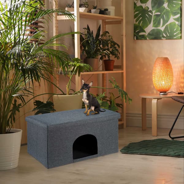 Kattskinn med sittdyna i grått
