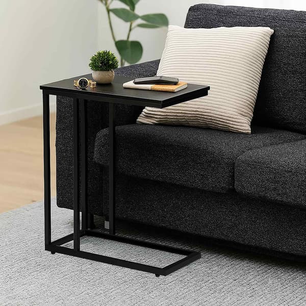 C-format sidobord med hjul, metall och MDF