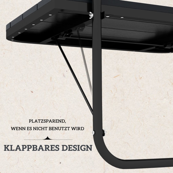 Altanbord Til Ophæng, Altanhængebord Foldbart, 4-Vejs Højdejusterbart, Hængebord Kan Holde Op Til 25 Kg, Aluminium, 60 X 40 Cm, Sort
