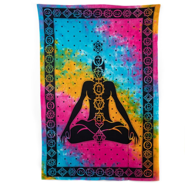Chakra Tapestry Bomull Färgglad Meditation Autentisk (215 x 135