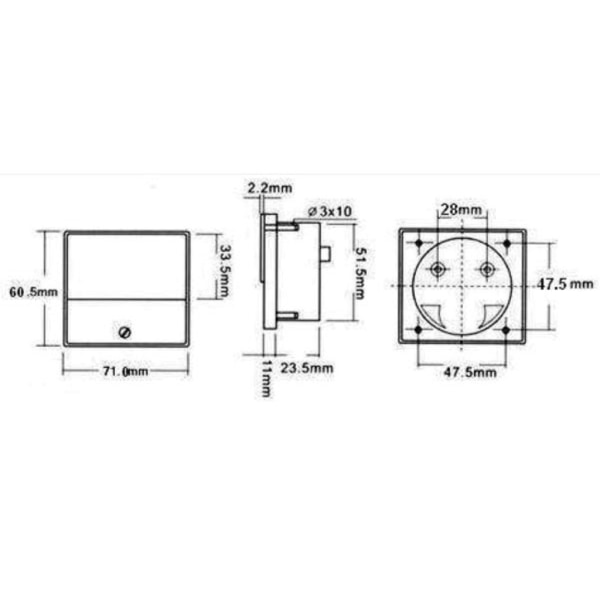 Analog spændingspanelmåler 30V Dc / 70 X 60Mm