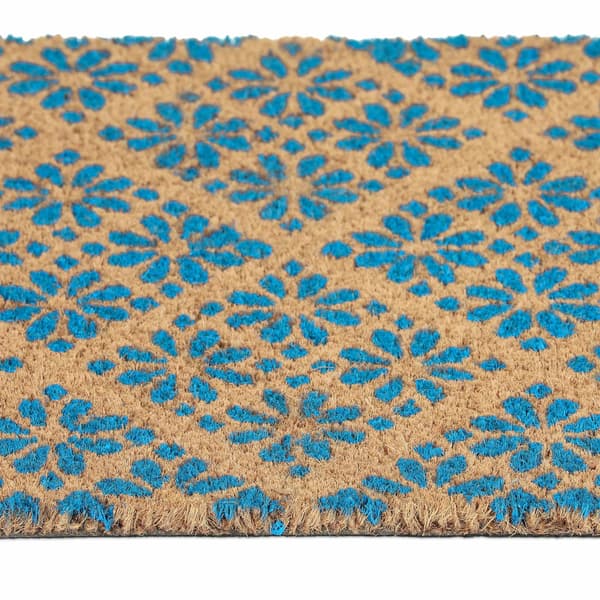 Dörrmatta kokosfiber med blommönster