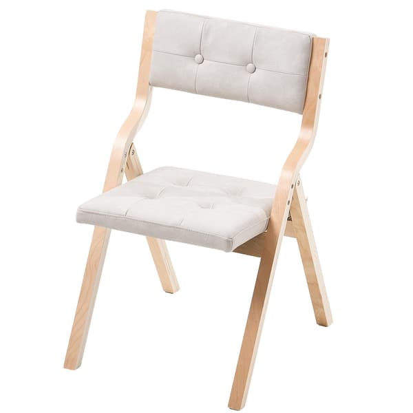 Hopfällbara trästolar, vadderade, set om 2, beige