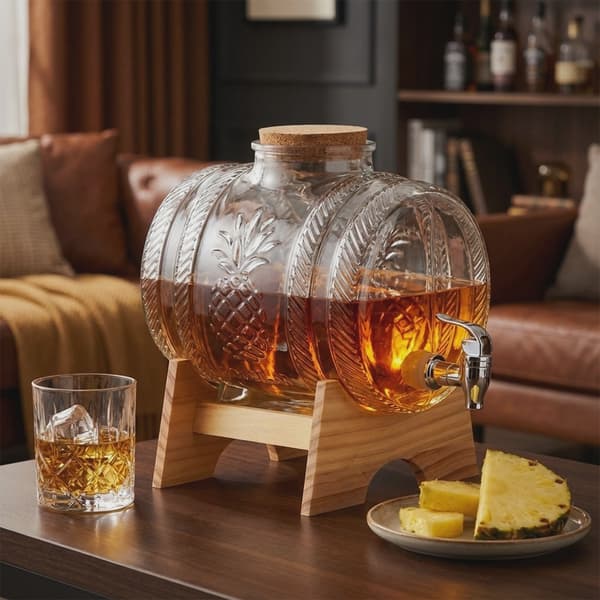 5L glas drikkevaredispenser med stativ og tap