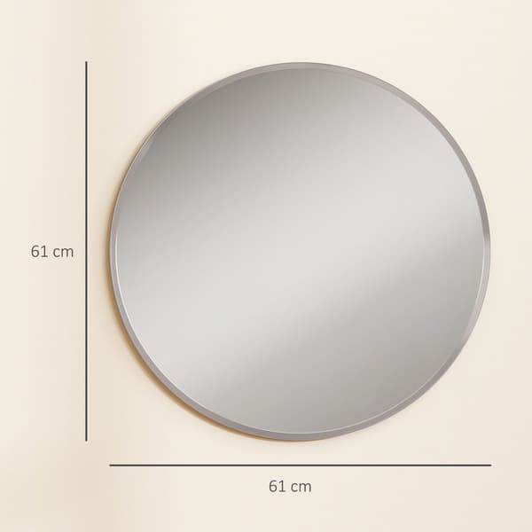 Rund väggspegel, modern design, 61 cm, silver