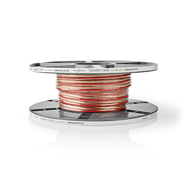 Kaiutinkaapeli | 2x 4.00 mm² | Kupari | 15.0 m | Pyöreä | PVC | Läpikuultava | Kela
