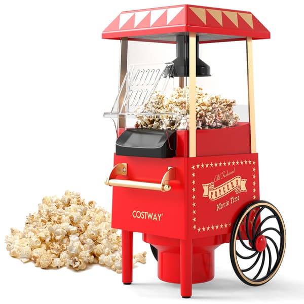 Kuumailmapopcorn-kone 1200 W, öljytön, retropunainen