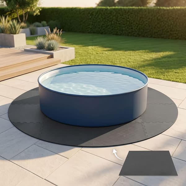 Rund EVA-skummåtte til pool, 2 m diameter, sort