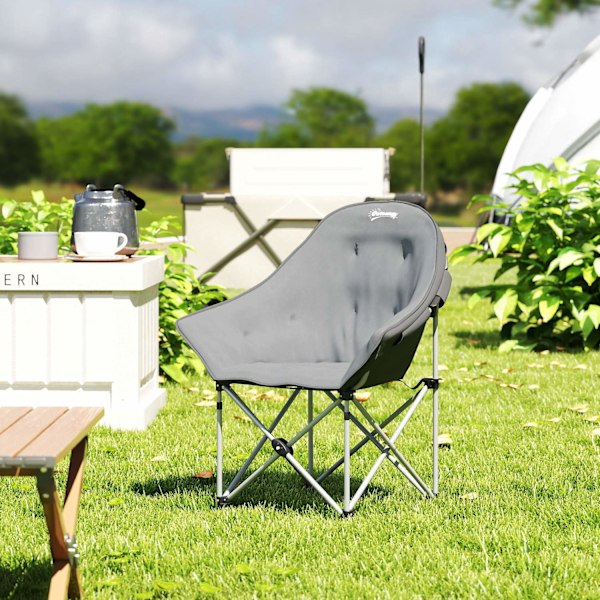 Foldestol, foldbar campingstol med sidelomme, polstret bæretaske, udendørs klapstol, bæreevne op til 120 kg, robust, let fiskestol, havestol til have,