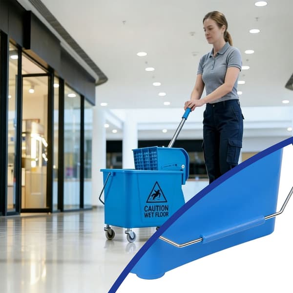 Moppevogn med presse, blå, 22 liters kapacitet