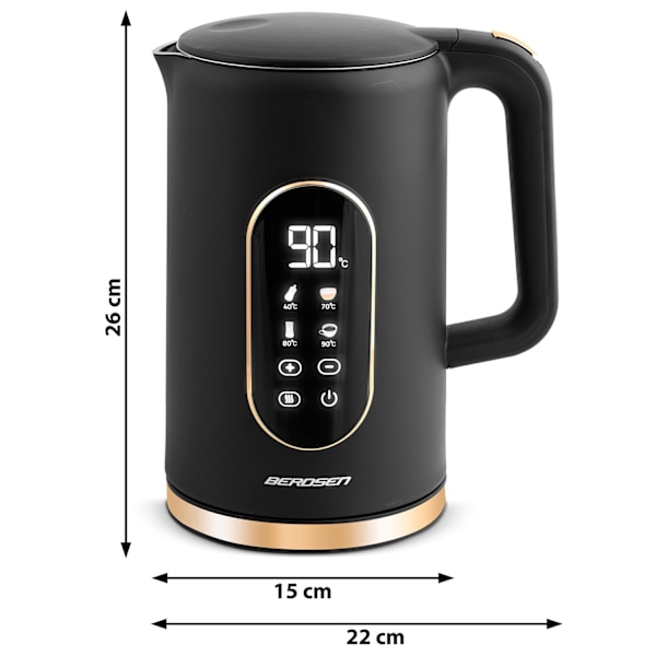 Elkedel 1,7l Berdsen BD-712 sort og guld