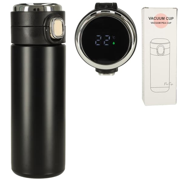 Termisk mugg med munstycke LED termos 420ml svart