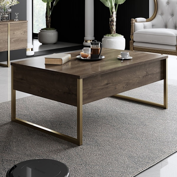 Vardagsrumsmöbler Set Luxe Set - Valnöt, Guld