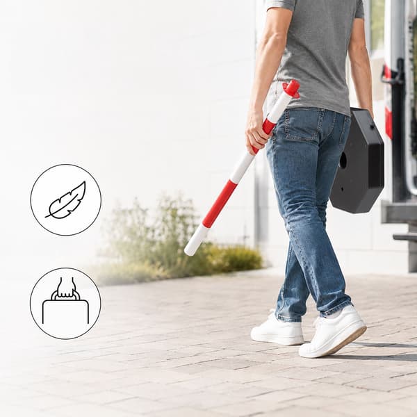 Plastavspärrningsstolpar med kedja, röd/vit – 10-pack