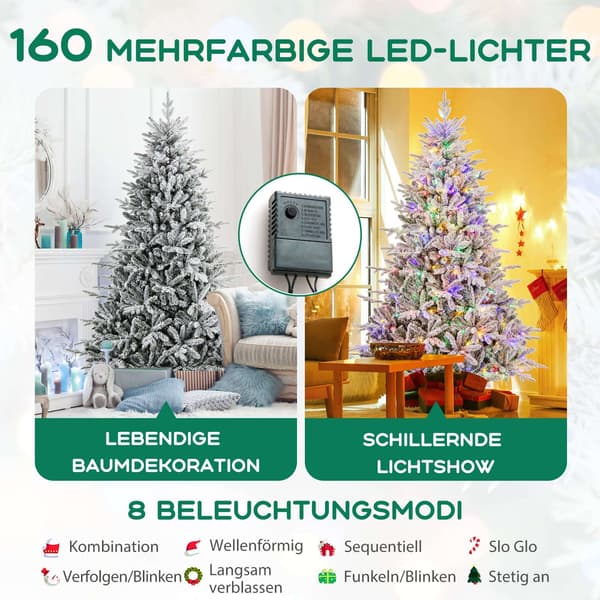 218 cm kunstigt juletræ med 350 LED-lys