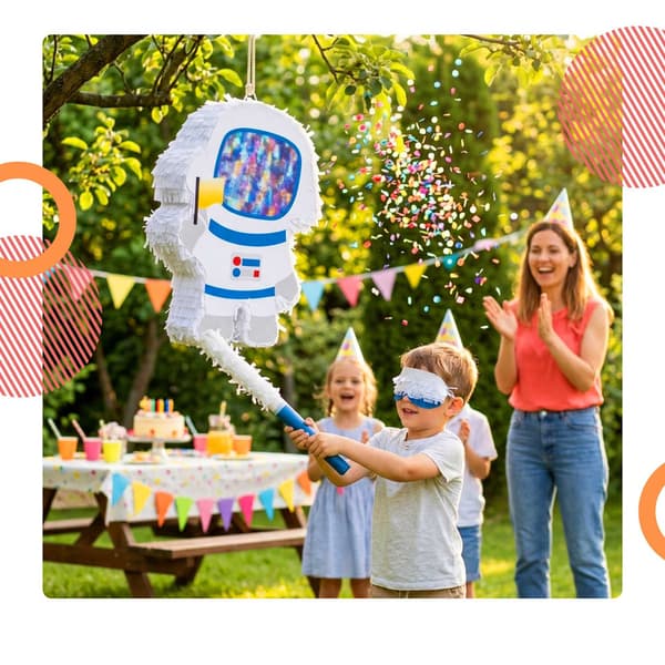 Astronaut Piñata-sæt med pind og maske