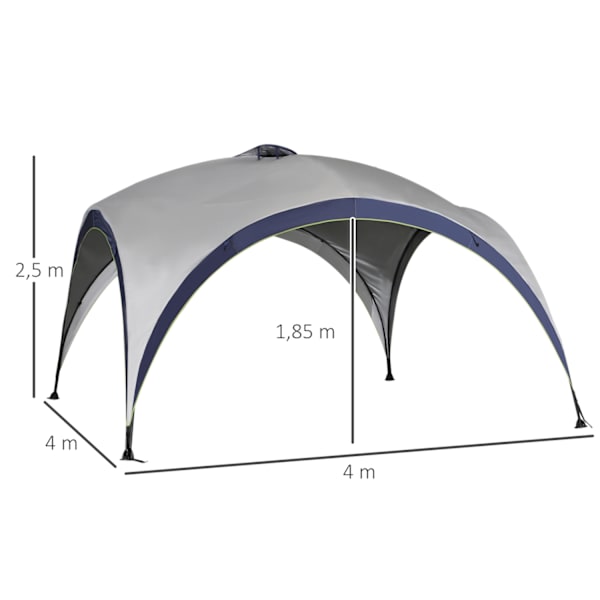 Trädgårdspaviljong Trädgårdstält Partytält Solskydd Väderbeständig Metallstång + Polyester Krämvit + Blå 4 X 4 X 2,5 M