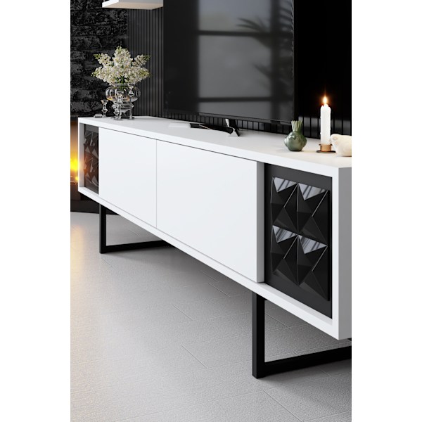 Vardagsrumsmöbler Set Black Line Set - Vit, Svart