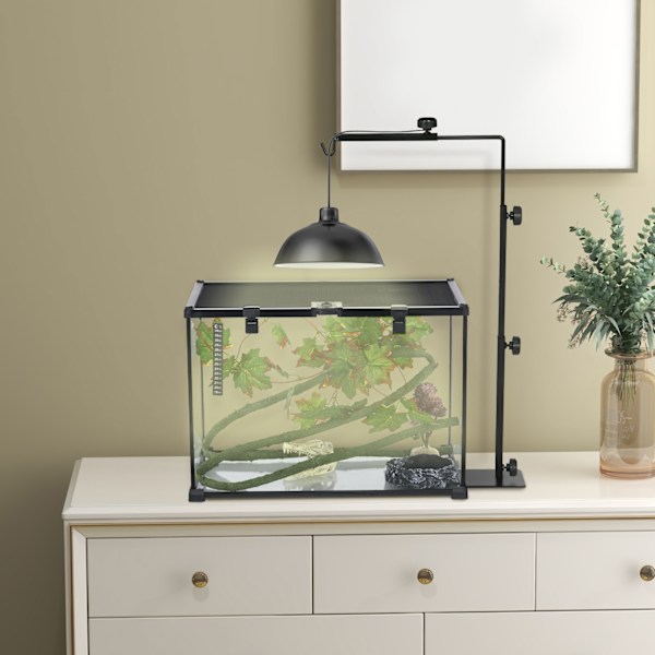 Reptil Lamp Stand Justerbar Varme Lamp Holder Base 4 Wire Slots Stål Sort